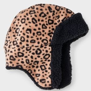 Girls' Leopard Printed Recycled Fleece Trapper Hat Cat & Jack Brown/Black